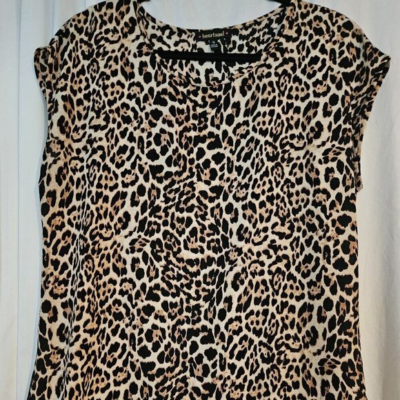 Heart Soul Leopard Style Print Blouse Size Large Cap Sleeve - Picture 1 of 8
